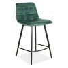 Barová židle Mila Velvet, zelená / černá