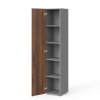 Manager magas szekrény 39,9 x 42,2 x 196,5 cm, bal, warmia dió / szürke