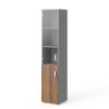 Manager magas szekrény 39,9 x 42,2 x 196,5 cm, bal, warmia dió / szürke