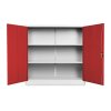 Közepes univerzális fémszekrény 120 x 40 x 120 cm, hengerzár, piros - ral 3000