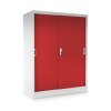 Közepes univerzális fém szekrény tolóajtókkal 90 x 40 x 120 cm, hengerzár, piros - ral 3000