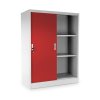 Közepes univerzális fém szekrény tolóajtókkal 90 x 40 x 120 cm, hengerzár, piros - ral 3000