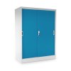 Közepes univerzális fém szekrény tolóajtókkal 90 x 40 x 120 cm, hengerzár, kék - ral 5012