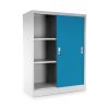 Közepes univerzális fém szekrény tolóajtókkal 90 x 40 x 120 cm, hengerzár, kék - ral 5012