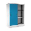 Közepes univerzális fém szekrény tolóajtókkal 90 x 40 x 120 cm, hengerzár, kék - ral 5012