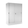 Közepes univerzális fém szekrény tolóajtókkal 90 x 40 x 120 cm, hengerzár, szürke - ral 7035