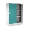 Közepes univerzális fém szekrény tolóajtókkal 90 x 40 x 120 cm, hengerzár, zöld - ral 6033