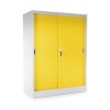 Közepes univerzális fém szekrény tolóajtókkal 90 x 40 x 120 cm, hengerzár, sárga - ral 1023