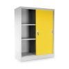 Közepes univerzális fém szekrény tolóajtókkal 90 x 40 x 120 cm, hengerzár, sárga - ral 1023