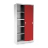 Univerzális fém szekrény tolóajtókkal 90 x 40 x 185 cm, hengerzár, piros - ral 3000