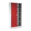 Univerzális fém szekrény tolóajtókkal 90 x 40 x 185 cm, hengerzár, piros - ral 3000