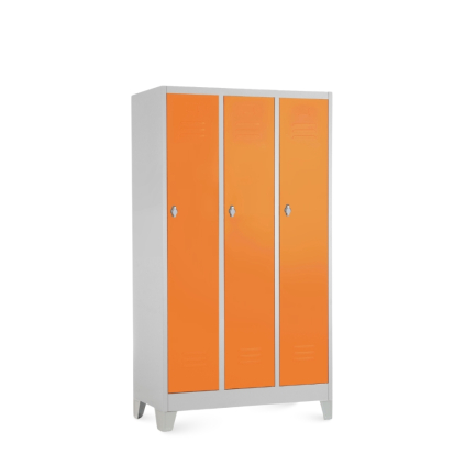 101299 dulap metalic 3 compartimente 90 x 50 x 160 cm picioare fixe incuietoare pentru lacat portocaliu ral 2004