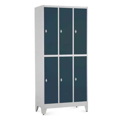 Dulap metalic - 6 cutii, 90 x 45 x 196,5 cm, picioare reglabile, încuietoare pentru lacăt, antracit - ral 7016