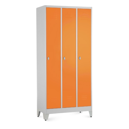 101821 dulap metalic 3 compartimente 90 x 50 x 191 5 cm picioare reglabile incuietoare pentru lacat portocaliu ral 2004