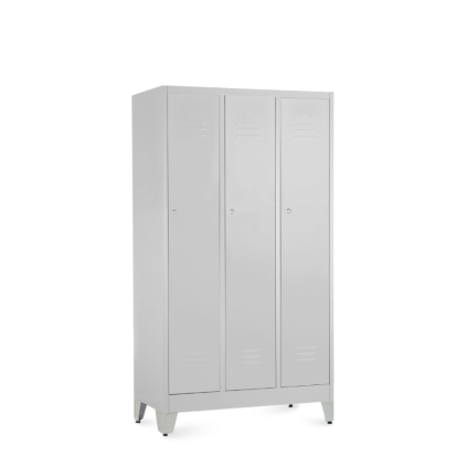 101830 dulap metalic 3 compartimente 90 x 50 x 161 5 cm picioare reglabile incuietoare cilindrica gri deschis ral 7035