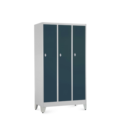Dulap metalic - 3 compartimente, 90 x 50 x 161,5 cm, picioare reglabile, încuietoare pentru lacăt, antracit - ral 7016