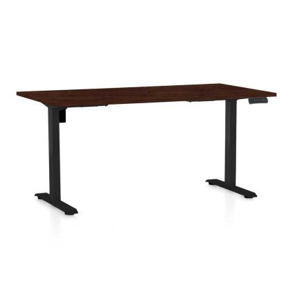 Masă înălțime reglabilă OfficeTech B, 160 x 80 cm, picioare negre, wenge