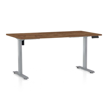 Masă înălțime reglabilă OfficeTech B, 160 x 80 cm, picioare gri, stejar silverjack
