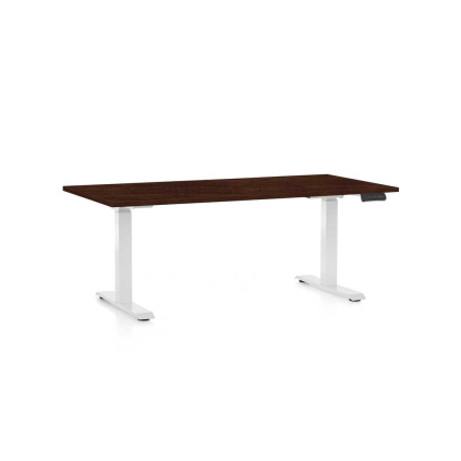Masă înălțime reglabilă OfficeTech C, 160 x 80 cm, picioare albe, wenge