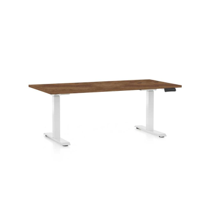 Masă înălțime reglabilă OfficeTech C, 160 x 80 cm, picioare albe, stejar silverjack