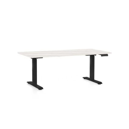 Masă înălțime reglabilă OfficeTech C, 160 x 80 cm, picioare negre, frasin alb