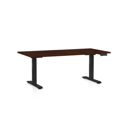 Masă înălțime reglabilă OfficeTech C, 160 x 80 cm, picioare negre, wenge