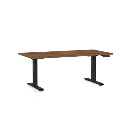 Masă înălțime reglabilă OfficeTech C, 160 x 80 cm, picioare negre, stejar silverjack