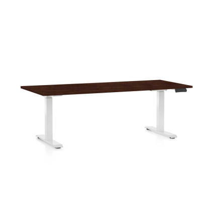 Masă înălțime reglabilă OfficeTech C, 180 x 80 cm, picioare albe, wenge