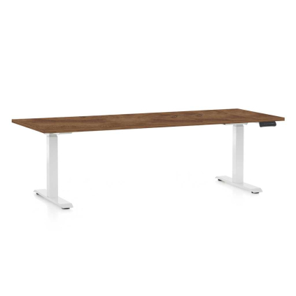 Masă înălțime reglabilă OfficeTech C, 200 x 80 cm, picioare albe, stejar silverjack