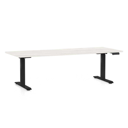 Masă înălțime reglabilă OfficeTech C, 200 x 80 cm, picioare negre, frasin alb