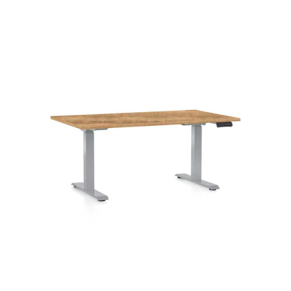 Masă înălțime reglabilă OfficeTech D, 120 x 80 cm, picioare gri, stejar auriu