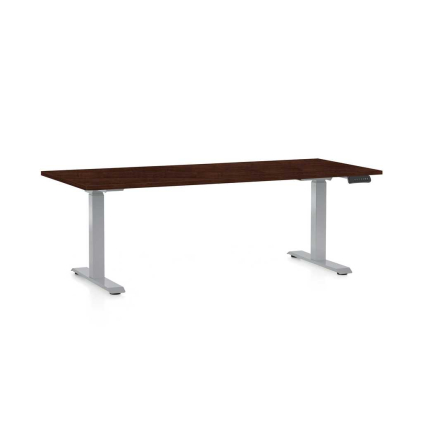 Masă înălțime reglabilă OfficeTech D, 180 x 80 cm, picioare gri, wenge