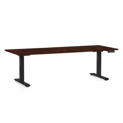 Masă înălțime reglabilă OfficeTech D, 200 x 80 cm, picioare negre, wenge
