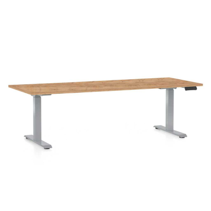 Masă înălțime reglabilă OfficeTech D, 200 x 80 cm, picioare gri, stejar kraft