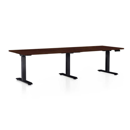 Masă înălțime reglabilă OfficeTech Long, 240 x 80 cm, picioare negre, wenge