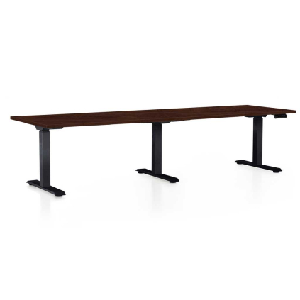 Masă înălțime reglabilă OfficeTech Long, 260 x 80 cm, picioare negre, wenge