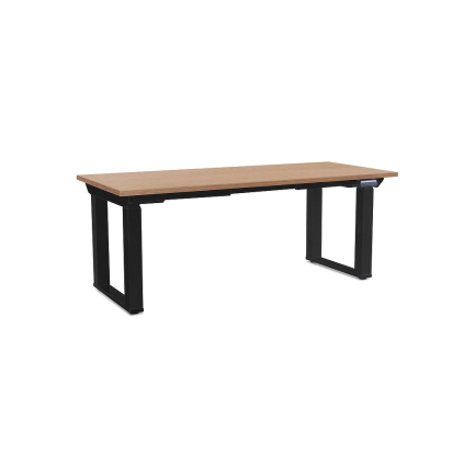 Masă înălțime reglabilă OfficeTech Strong 180 x 80 cm, picioare negre, stejar