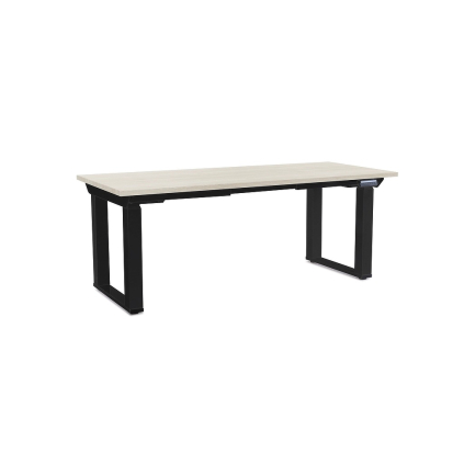 Masă înălțime reglabilă OfficeTech Strong 180 x 80 cm, picioare negre, frasin alb