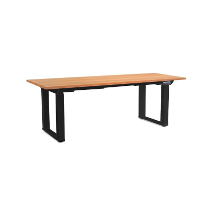 Masă înălțime reglabilă OfficeTech Strong 200 x 80 cm, picioare negre, fag