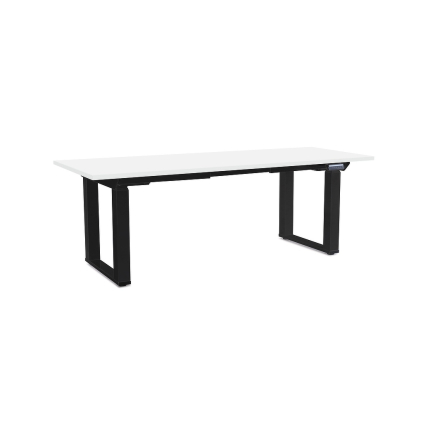 Masă înălțime reglabilă OfficeTech Strong 200 x 80 cm, picioare negre, alb