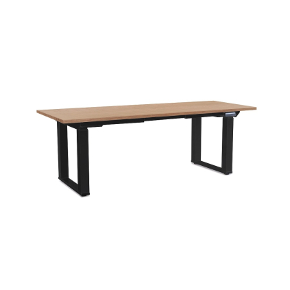 Masă înălțime reglabilă OfficeTech Strong 200 x 80 cm, picioare negre, stejar