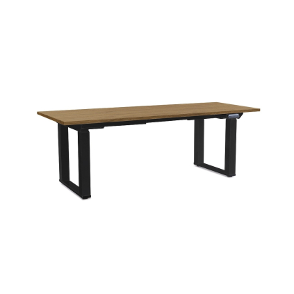 Masă înălțime reglabilă OfficeTech Strong 200 x 80 cm, picioare negre, stejar piatra