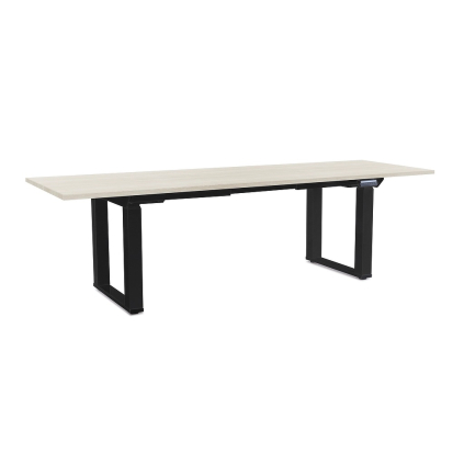 Masă înălțime reglabilă OfficeTech Strong 240 x 80 cm, picioare negre, frasin alb