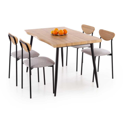 Set masă și scaune Pavia 4+1, lemn natural / gri