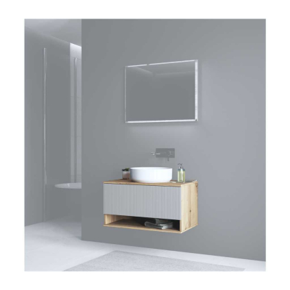 Dulap sub lavoar Pulcro 80 cm, crem / stejar artisan