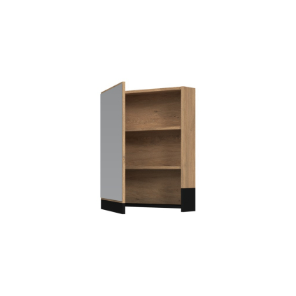 Dulap cu oglindă suspendat Stokes 60 cm, argint / stejar auriu
