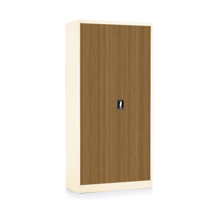 Dulap metalic universal cu imitație de lemn, 90 x 40 x 185 cm, încuietoare cu cilindru, nuc / ral 9003