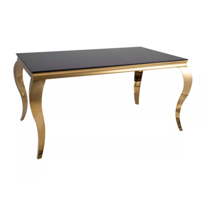Masă de bucătărie Prince 150 x 90 cm, negru / auriu