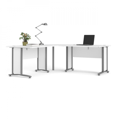 Post de lucru de colț Modulo 200 x 200 cm, alb / gri