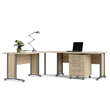 Post de lucru de colț Modulo 230 x 200 cm, stejar sonoma / gri